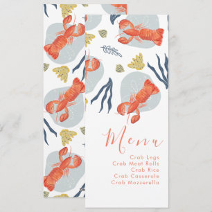 Menu Botanique Nautique Homard Aquarelle