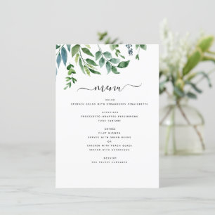 Menu Botanique Verdure Foliage Mariage d'aquarelle