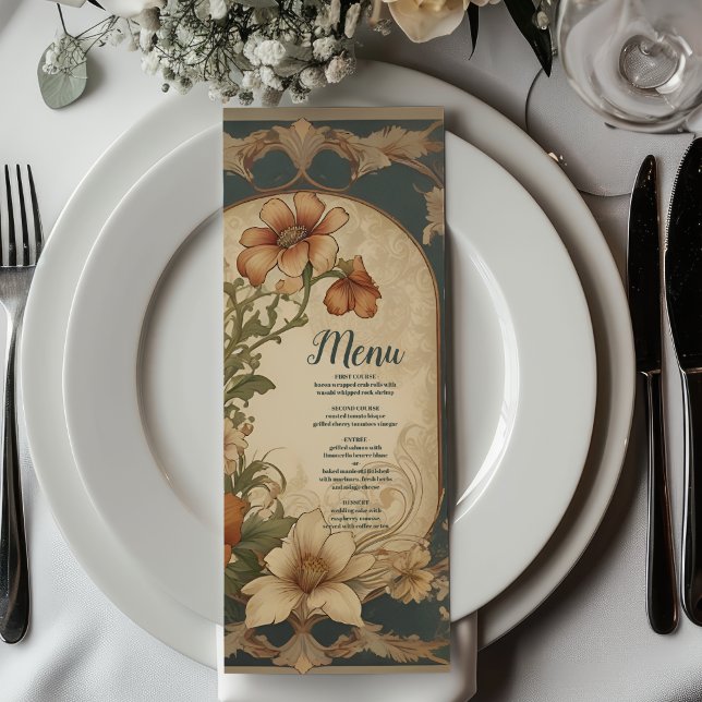 Menu Bougainvilliers vintages Mariage Art nouveau (Créateur téléchargé)