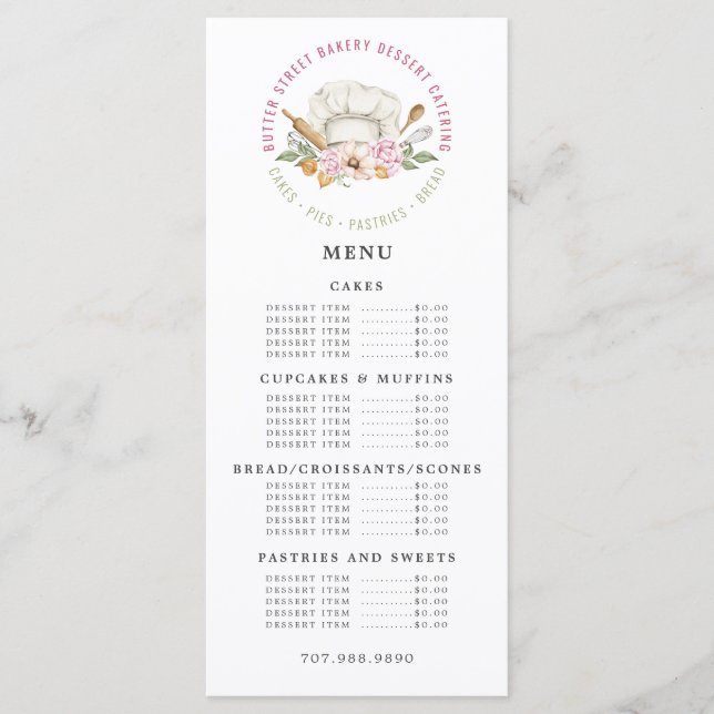 Menu Boulangerie boulangerie Boulangerie Aquarelle Outi (Devant)