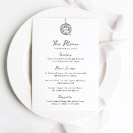 Menu Boule Disco Minimale | Mariage noir et blanc