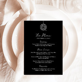 Menu Boule Disco Minimale | Mariage noir foncé
