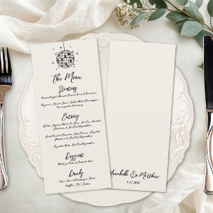 Menu Boule Disco Rétro Mariage Dessinée à la Main