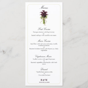 Menu Bouquet de mariage au lys calla burgundy avec ruba