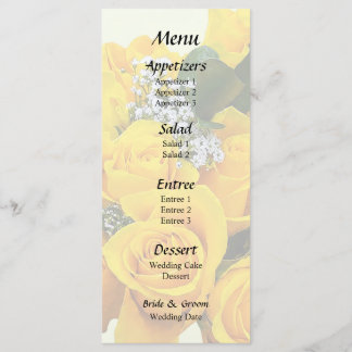 Menu Bouquet de roses jaunes et baby's breath