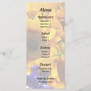Menu Bouquet de tournesols et de statice pourpre