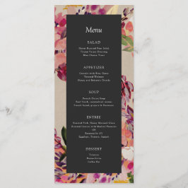 Menu Bouquet romantique Mariage noir rose chaud