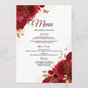 Menu Bourgogne Roses rouges Mariage Fiançailles Quincea