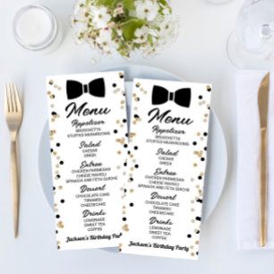 Menu Bowtie Black and Gold Parties scintillant Annivers