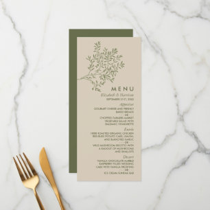 Menu Branche d'olivier, Mariage rustique et minimaliste