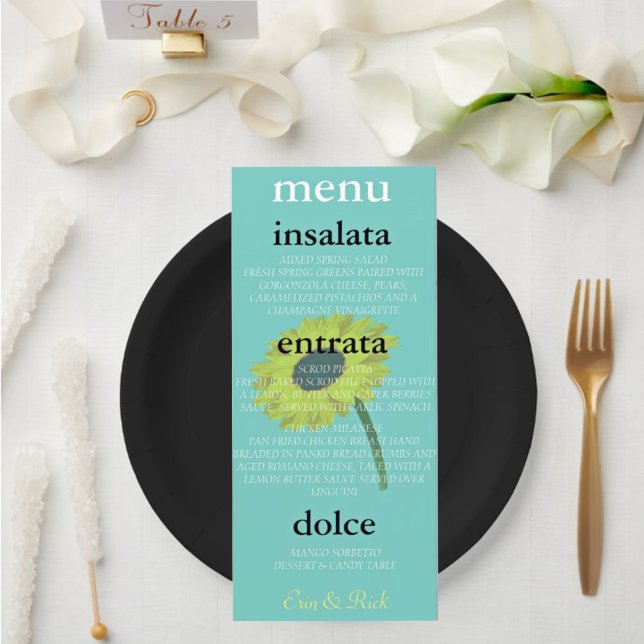 Menu BRIDE & CO Mariée d'automne Sunflower Douche Party (Créateur téléchargé)