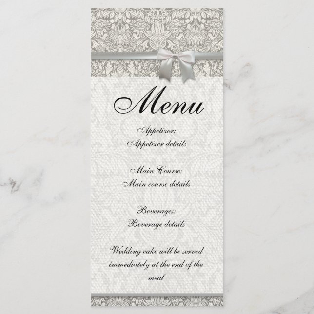 Menu brocade en dentelle blanche élégante (Devant)