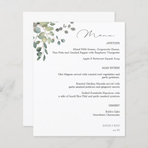 Menu Budget Rustique Eucalyptus