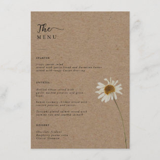 Menu Budget Rustique séché tournesol Mariage Kraft