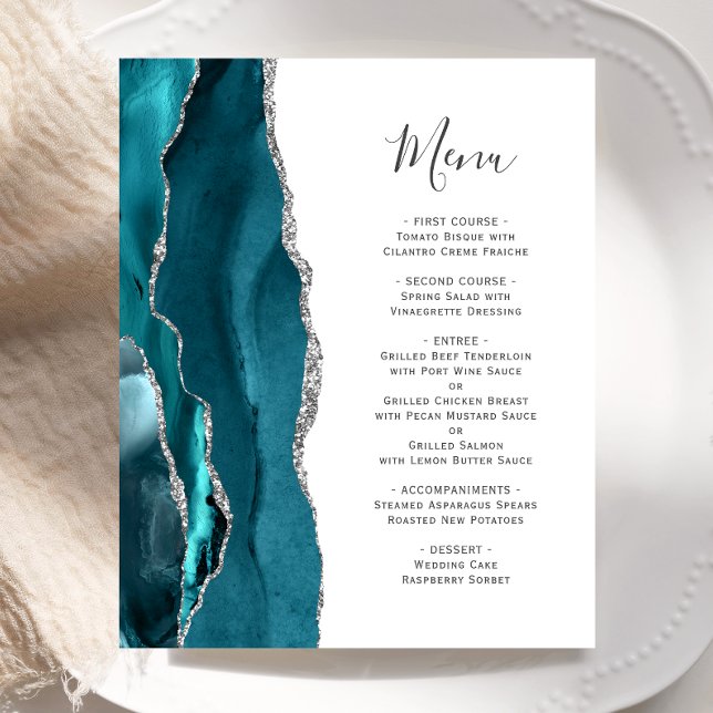 Menu Budget Turquoise Silver Agate Mariage (Créateur téléchargé)