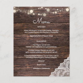 Menü "Budget Wood, String Lights & Lace"