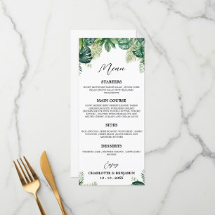 Menu Buffet Mariage feuille tropicale