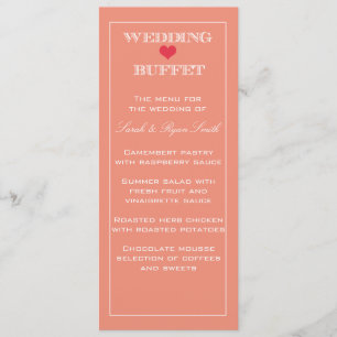Menu Buffet Mariage Peach & Red Heart