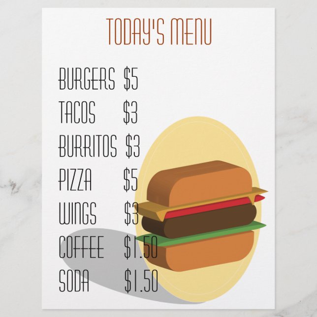 Menu Burger (Devant)