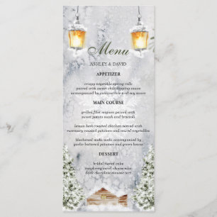 Menu Cabine d'hiver Rustic Snow Scene Mariage