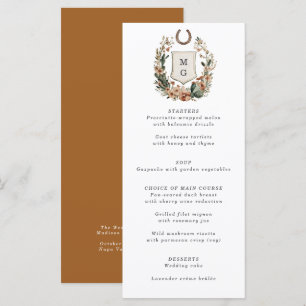 Menu Cactus de fer à cheval Crest de mariage Western Co