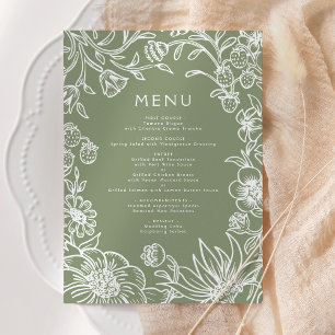 Menu Cadre de mariage botanique vert sauge vintage