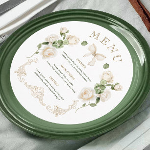 Menu Cadre de roses blanches rond