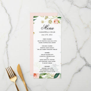 Menu Cadre Floral Aquarelle Rose Élégant