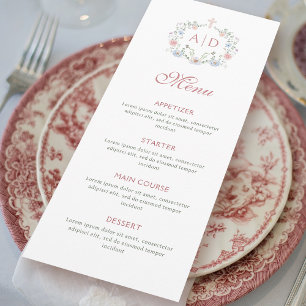 Menu Cadre floral Monogrammes Mariages religieux
