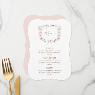 Menu Cadre Floral Rose Pâle