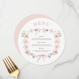 Menu Cadre rond floral rose blush