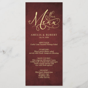 Menu Calligraphie d'or du parchemin Whimsical de Bourgo
