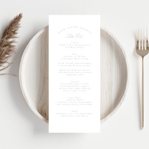 Menu Calligraphie gris clair classique Mariage formel