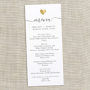 Menu Calligraphie minimale moderne Gold Heart Mariage M