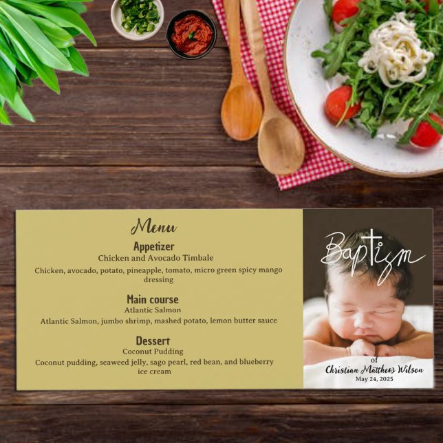 Menu Calligraphie moderne Croix Baptême religieux (Créateur téléchargé)