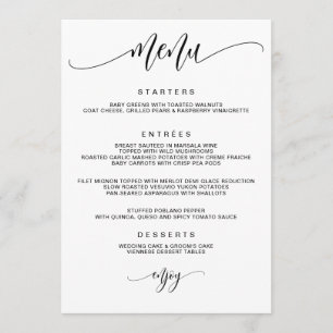 Menu Calligraphie Moderne Mariage