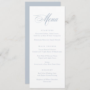 Menu Calligraphie moderne Script Dusty Blue Mariage Men