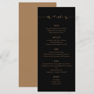 Menu Calligraphie moderne simple Noir et Bronze
