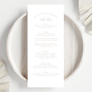 Menu Calligraphie rose classique Mariage officiel