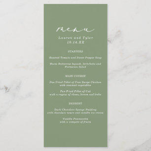 Menu Calligraphie simple et élégante Sage Green Mariage