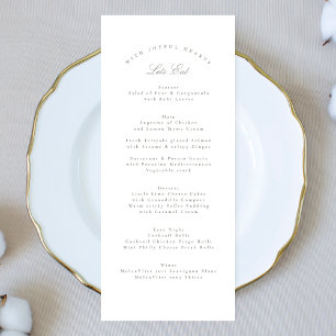 Menu Calligraphie verte gris classique Mariage officiel