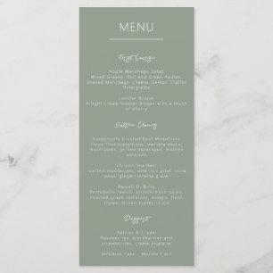 Menu Calligraphie verte simple et moderne