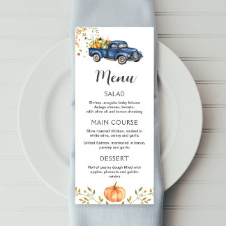 Menu Camion bleu, menu imprimable citrouille modif