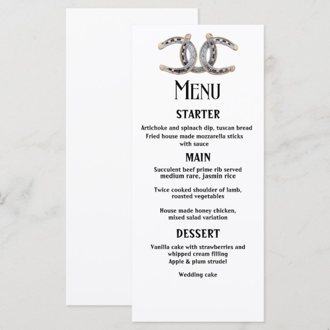 Menu Campagne Boots Casquette Barnwood Horseshoe Mariag (Devant / Derrière)