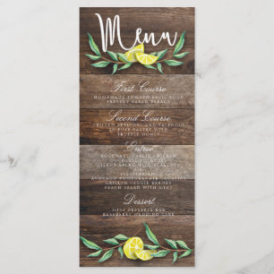 MENU CARD Rustikale Hochzeit von Lemon Watercolo Menükarte