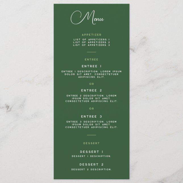 Menu Card - Suite Wrightsville Manor Menükarte (Vorderseite)
