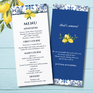 Menu Carrelage bleu Citron italien Mariage méditerranée