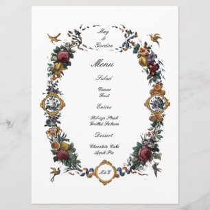 Menu Cartouche Floral Baroque Rococo Vintage