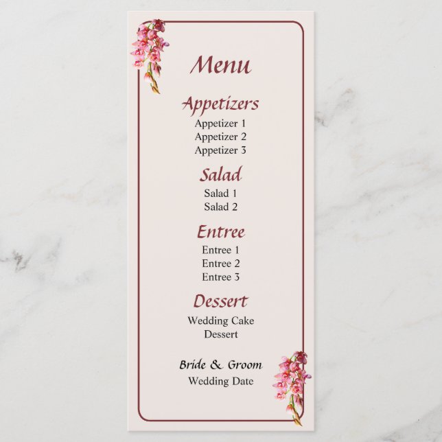 Menu Cascade d'orchidées roses (Devant)