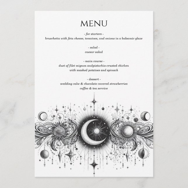 Menu Céleste noir et blanc (Devant)